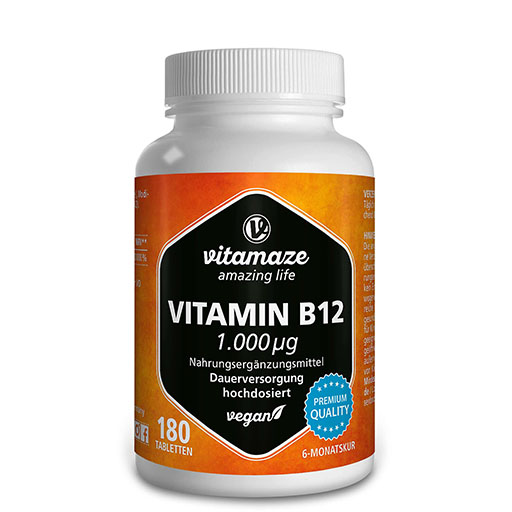 VITAMIN B12 1000 &mu;g hochdosiert vegan Tabletten