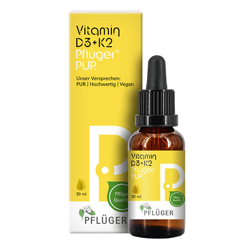 VITAMIN D3+K2 Pfl&uuml;ger PUR 500 I.E./25 &mu;g Tropfen